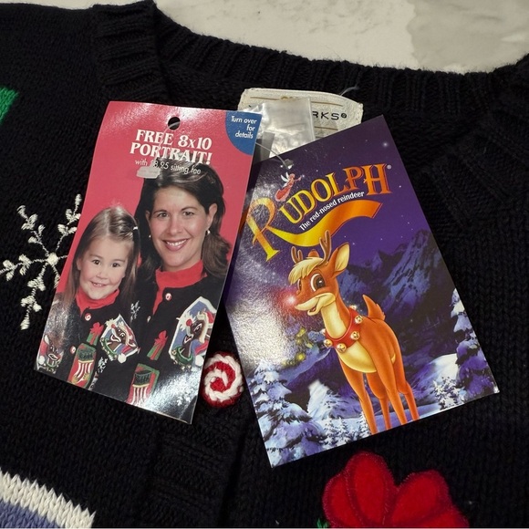Vintage Y2K 90’s Yarnworks NWT Rudolf Ugly Christmas Cardigan Sweater Women’s 2X - Picture 7 of 12
